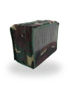 Funda para Jaulas de reclamo de Silvestrismo en tela Camuflaje/Militar, con jilguero bordado